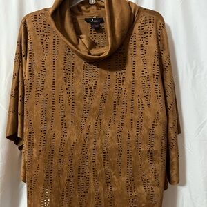 Brown Cowl Neck Poncho